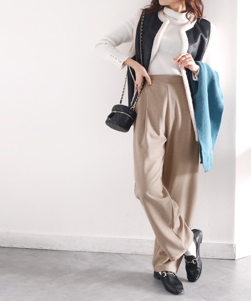 classicalelf（クラシカルエルフ）の「セットアップが楽しめる！ゆったりテーパードパンツ（スラックス・レディース・チャコールグレー/ブラウン/モカ/ライトベージュ・SMALL/MEDIUM/LARGE/X-LARGE）」の5枚目の写真