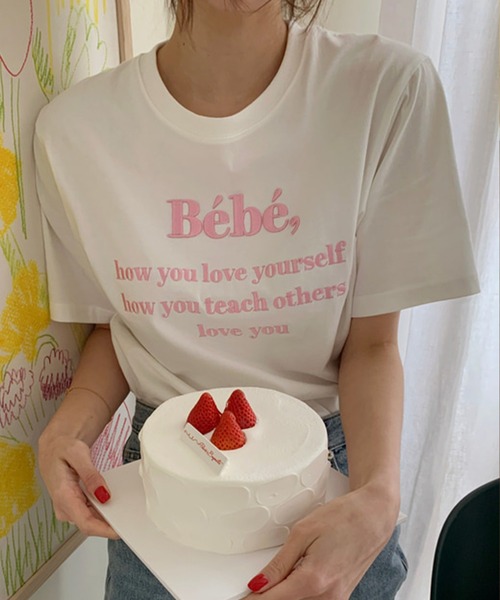 JUNOAH(ジュノア)の「刺繍ロゴTシャツ(Tシャツ/カットソー・レディース・ホワイト/ブラック/ネイビー/グレー/ピンク・FREE)」の15枚目の写真