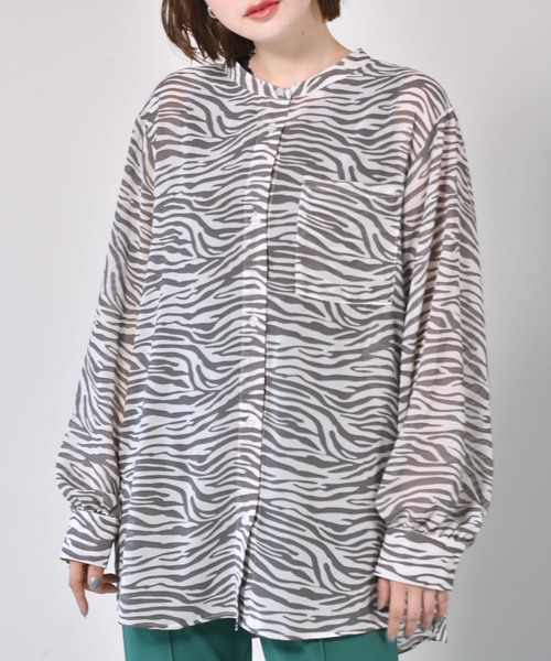 RETRO GIRL（レトロガール）の「柄BIGシアーシャツ（シャツ/ブラウス・レディース・グリーン系その他/ブルー系その他/アニマル・FREE）」の3枚目の写真