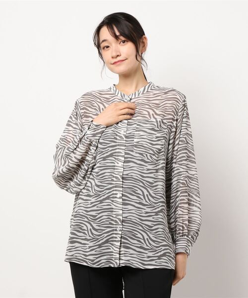 RETRO GIRL（レトロガール）の「柄BIGシアーシャツ（シャツ/ブラウス・レディース・グリーン系その他/ブルー系その他/アニマル・FREE）」の6枚目の写真