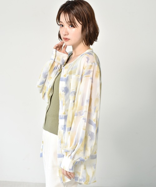 RETRO GIRL（レトロガール）の「柄BIGシアーシャツ（シャツ/ブラウス・レディース・グリーン系その他/ブルー系その他/アニマル・FREE）」の12枚目の写真