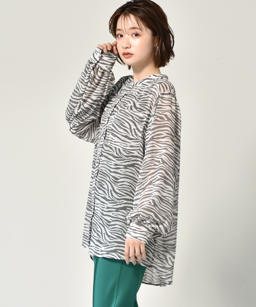 RETRO GIRL（レトロガール）の「柄BIGシアーシャツ（シャツ/ブラウス・レディース・グリーン系その他/ブルー系その他/アニマル・FREE）」の10枚目の写真