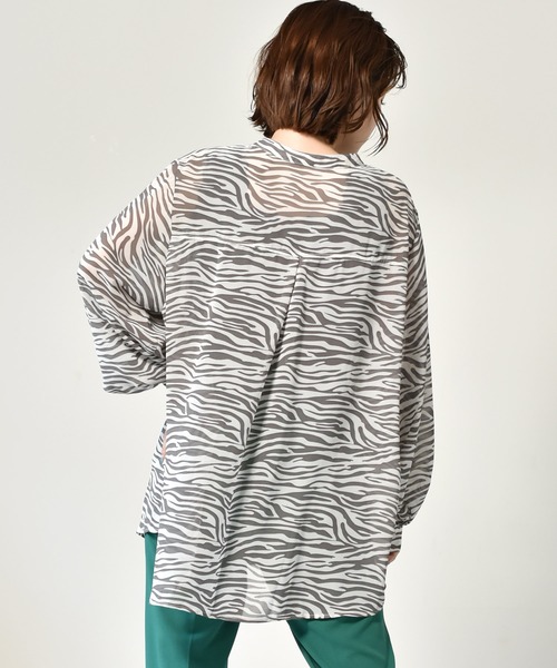 RETRO GIRL（レトロガール）の「柄BIGシアーシャツ（シャツ/ブラウス・レディース・グリーン系その他/ブルー系その他/アニマル・FREE）」の9枚目の写真