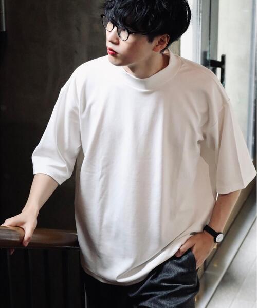 green label relaxing by 風早ゆうた（グリーンレーベルリラクシングバイカゼハヤユウタ）の「＜風早ゆうた（WEARISTA）×green label relaxing＞クリア モックネック 5分袖 Tシャツ カットソー（Tシャツ/カットソー・メンズ・ターコイズブルー/ホワイト/ブラウン・LARGE/MEDIUM）」の2枚目の写真