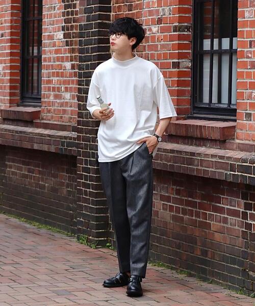 green label relaxing by 風早ゆうた（グリーンレーベルリラクシングバイカゼハヤユウタ）の「＜風早ゆうた（WEARISTA）×green label relaxing＞クリア モックネック 5分袖 Tシャツ カットソー（Tシャツ/カットソー・メンズ・ホワイト/ブラウン/ターコイズブルー・MEDIUM/LARGE）」の6枚目の写真