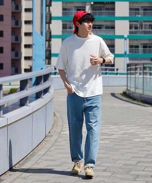 green label relaxing by 風早ゆうた（グリーンレーベルリラクシングバイカゼハヤユウタ）の「＜風早ゆうた（WEARISTA）×green label relaxing＞クリア モックネック 5分袖 Tシャツ カットソー（Tシャツ/カットソー・メンズ・ホワイト/ブラウン/ターコイズブルー・MEDIUM/LARGE）」の20枚目の写真