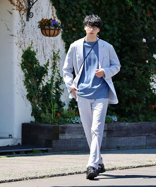 green label relaxing by 風早ゆうた（グリーンレーベルリラクシングバイカゼハヤユウタ）の「＜風早ゆうた（WEARISTA）×green label relaxing＞クリア モックネック 5分袖 Tシャツ カットソー（Tシャツ/カットソー・メンズ・ホワイト/ブラウン/ターコイズブルー・MEDIUM/LARGE）」の4枚目の写真