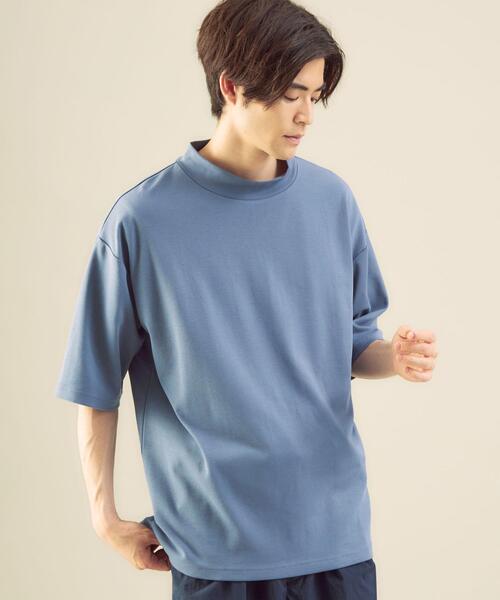 green label relaxing by 風早ゆうた（グリーンレーベルリラクシングバイカゼハヤユウタ）の「＜風早ゆうた（WEARISTA）×green label relaxing＞クリア モックネック 5分袖 Tシャツ カットソー（Tシャツ/カットソー・メンズ・ターコイズブルー/ホワイト/ブラウン・LARGE/MEDIUM）」の8枚目の写真