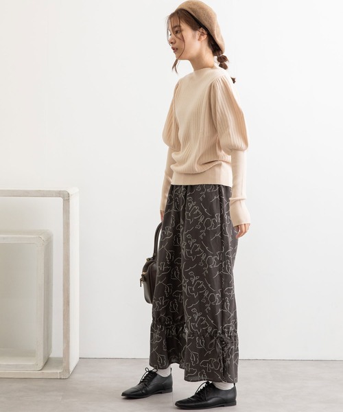 POU DOU DOU（プードゥドゥ）の「線画プリント裾ドロストパンツ（その他パンツ・レディース・ダークグレー/キナリ・3）」の9枚目の写真