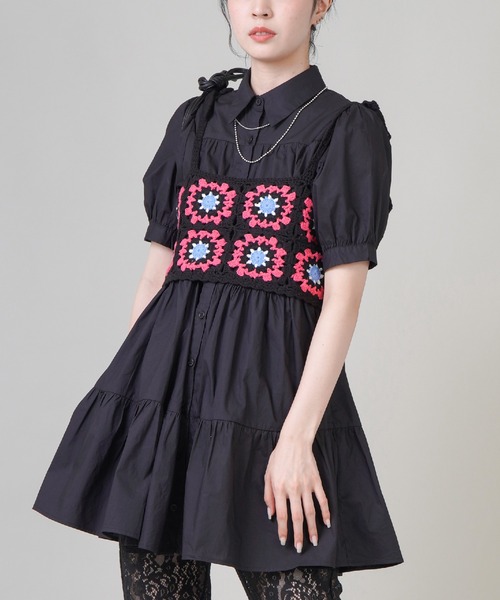 SPINNS（スピンズ）の「フラワーデザイン クロシェ編みビスチェ（ベスト・レディース・A/B/C/D・ONESIZE）」の4枚目の写真