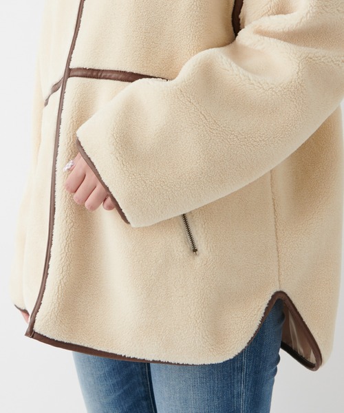 un dix cors(アンディコール)の「風を通しにくい暖かボア ソフトタッチボアブルゾン(ブルゾン・レディース・アイボリー/ブラック・FREE)」の6枚目の写真