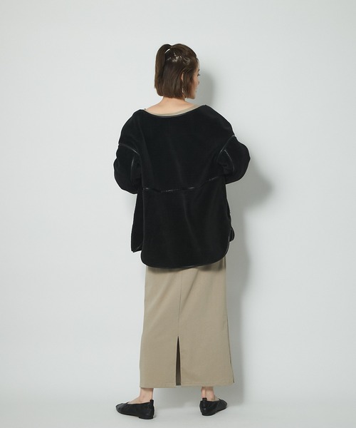 un dix cors(アンディコール)の「風を通しにくい暖かボア ソフトタッチボアブルゾン(ブルゾン・レディース・アイボリー/ブラック・FREE)」の11枚目の写真