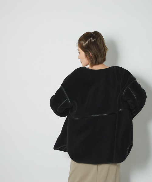 un dix cors(アンディコール)の「風を通しにくい暖かボア ソフトタッチボアブルゾン(ブルゾン・レディース・アイボリー/ブラック・FREE)」の19枚目の写真