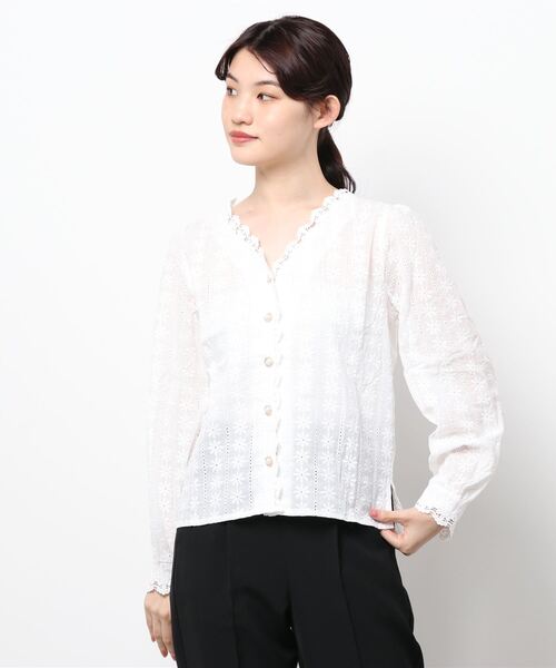 MAISON DE THERESE(メゾン ド テレーズ)の「長袖 レース シャツ(シャツ/ブラウス・レディース・ホワイト/ベージュ・MEDIUM/LARGE)」の2枚目の写真