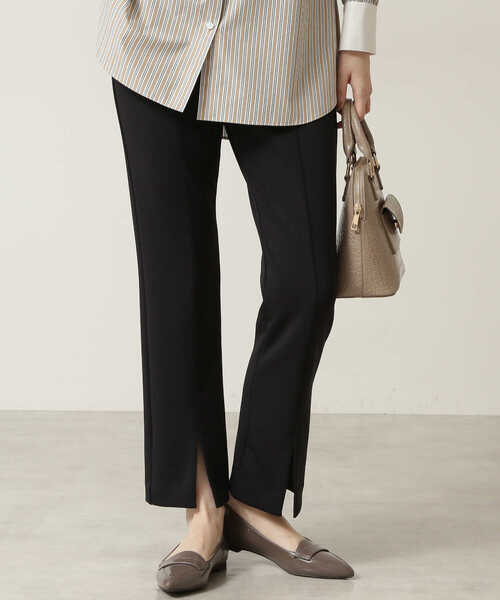 NATURAL BEAUTY BASIC（ナチュラルビューティーベーシック）の「フロントスリットパンツ（その他パンツ・レディース・ベージュ/ブラック・SMALL/MEDIUM）」の5枚目の写真