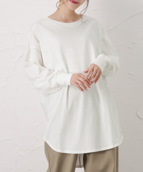 EDWIN(エドウィン)の「C-17 シーセブンティーン ビッグシルエット スリット ロングスリーブTシャツ(Tシャツ/カットソー・レディース・ホワイト・L/M)」の1枚目の写真