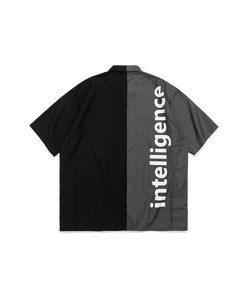 me+em select(ミームセレクト)の「intelligenceバイカラー半袖シャツ(シャツ/ブラウス・メンズ・ブラック/ブラウン・FREE)」の2枚目の写真