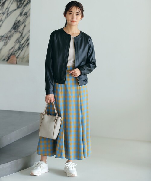 grove（グローブ）の「◆【S-3L】フェイクレザーノーカラージャケット（ライダースジャケット・レディース・ブラック・02/03/04/01/05）」の3枚目の写真