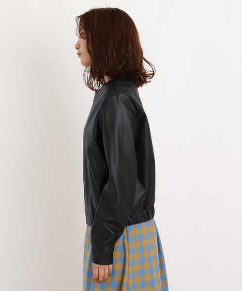 grove（グローブ）の「◆【S-3L】フェイクレザーノーカラージャケット（ライダースジャケット・レディース・ブラック・02/03/04/01/05）」の4枚目の写真