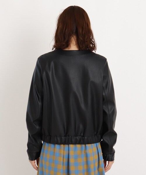 grove（グローブ）の「◆【S-3L】フェイクレザーノーカラージャケット（ライダースジャケット・レディース・ブラック・02/03/04/01/05）」の5枚目の写真