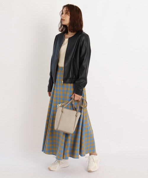 grove（グローブ）の「◆【S-3L】フェイクレザーノーカラージャケット（ライダースジャケット・レディース・ブラック・02/03/04/01/05）」の10枚目の写真