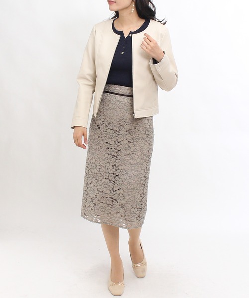 TRUDEA(トルディア)の「エコレザーブルゾン(ブルゾン・レディース・ブラック/ベージュ/アイボリー・MEDIUM/LARGE)」の12枚目の写真