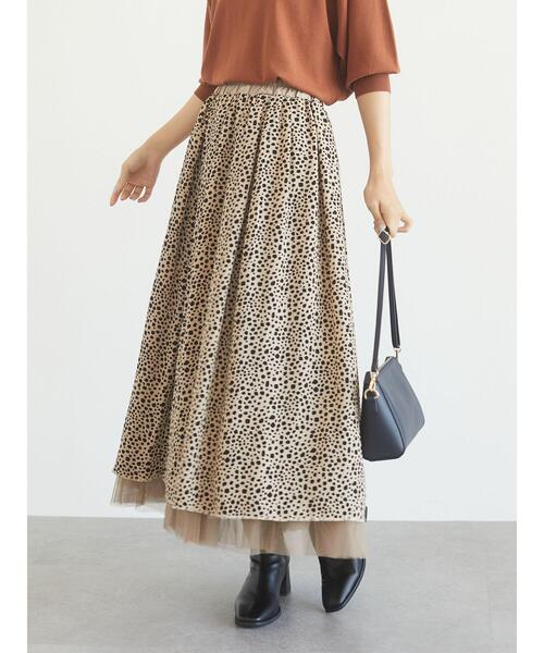 Green　Parks（グリーンパークス）の「・furry rate リバーシブルチュールスカート＊（スカート・レディース・ベージュ/ブラック・FREE）」の5枚目の写真