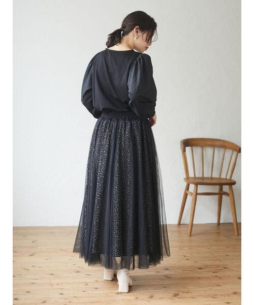 Green　Parks（グリーンパークス）の「・furry rate リバーシブルチュールスカート＊（スカート・レディース・ベージュ/ブラック・FREE）」の7枚目の写真