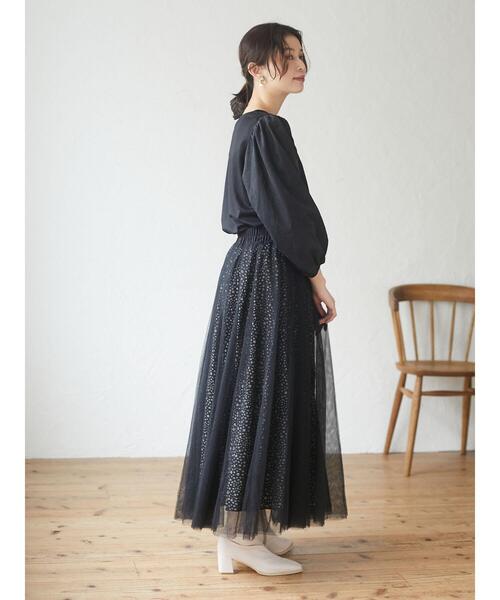 Green　Parks（グリーンパークス）の「・furry rate リバーシブルチュールスカート＊（スカート・レディース・ベージュ/ブラック・FREE）」の8枚目の写真