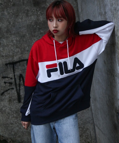 FILA（フィラ）の「【FILA】 バイカラープルパーカー（パーカー・レディース・ブラック/ダークグリーン/ネイビー・MEDIUM/LARGE/X-LARGE）」の9枚目の写真