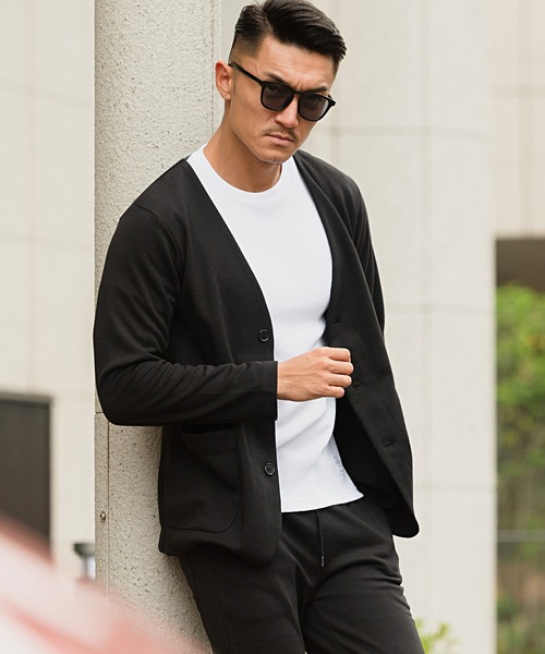 バシボコレザーセットアップ vicci/ヴィッチ』ノーカラージャケット×パンツ【上下