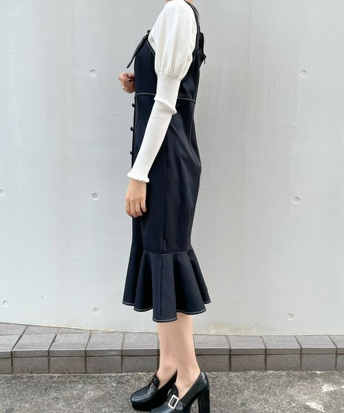 TITTY&CO.（ティティーアンドコー）の「マーメイドジャンスカ（ワンピース・レディース・ブラック/ベージュ・SMALL/MEDIUM）」の6枚目の写真