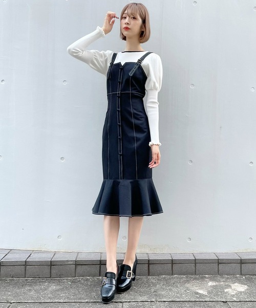 TITTY&CO.（ティティーアンドコー）の「マーメイドジャンスカ（ワンピース・レディース・ブラック/ベージュ・SMALL/MEDIUM）」の5枚目の写真