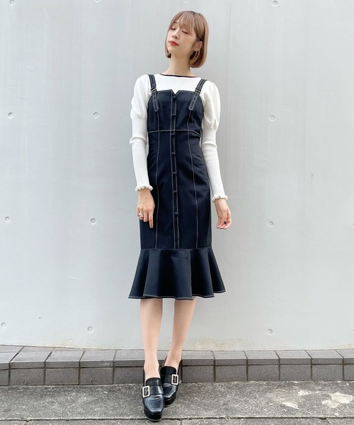 TITTY&CO.（ティティーアンドコー）の「マーメイドジャンスカ（ワンピース・レディース・ブラック/ベージュ・SMALL/MEDIUM）」の4枚目の写真