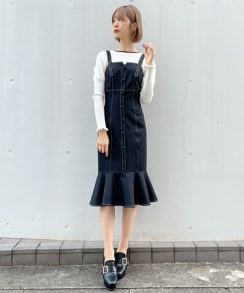 TITTY&CO.（ティティーアンドコー）の「マーメイドジャンスカ（ワンピース・レディース・ブラック/ベージュ・SMALL/MEDIUM）」の7枚目の写真