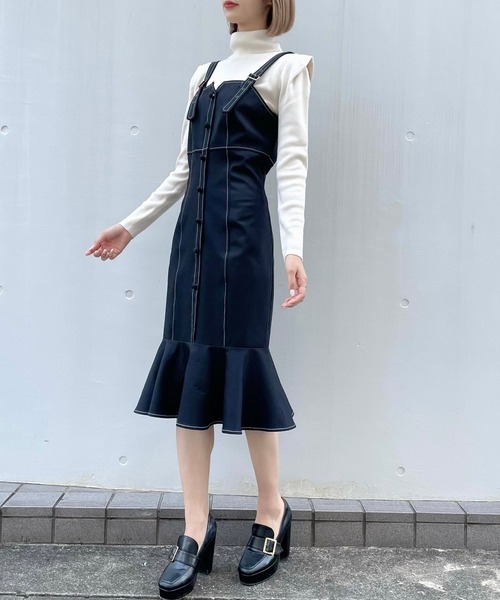 TITTY&CO.（ティティーアンドコー）の「マーメイドジャンスカ（ワンピース・レディース・ブラック/ベージュ・SMALL/MEDIUM）」の13枚目の写真