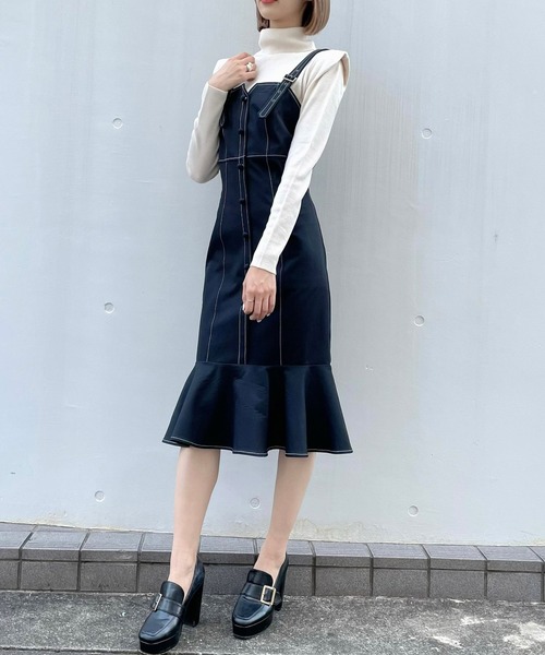 TITTY&CO.（ティティーアンドコー）の「マーメイドジャンスカ（ワンピース・レディース・ブラック/ベージュ・SMALL/MEDIUM）」の12枚目の写真