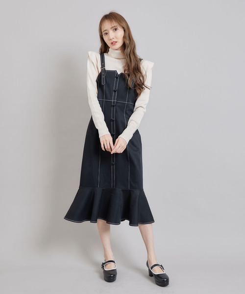 TITTY&CO.（ティティーアンドコー）の「マーメイドジャンスカ（ワンピース・レディース・ブラック/ベージュ・SMALL/MEDIUM）」の9枚目の写真