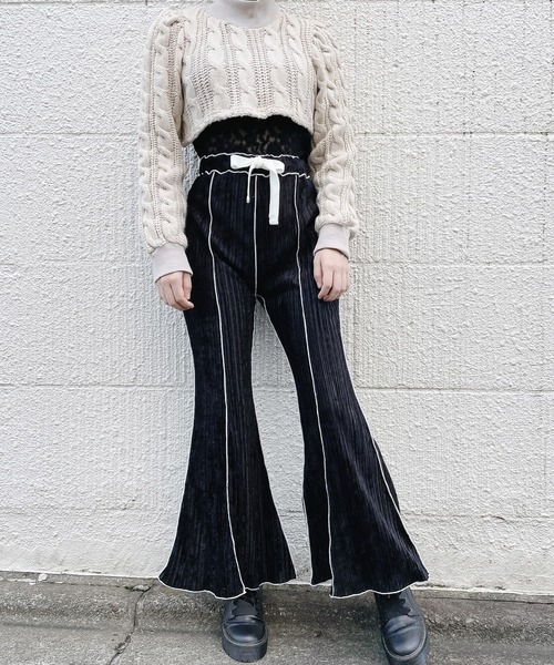 lilLilly（リルリリー）の「ベロアプリーツメローパンツ（その他パンツ・レディース・ホワイト/ブラック/グレー・FREE）」の14枚目の写真