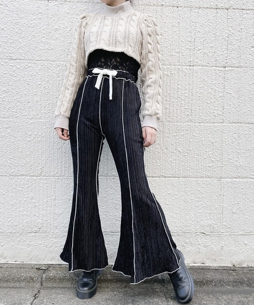 lilLilly（リルリリー）の「ベロアプリーツメローパンツ（その他パンツ・レディース・ホワイト/ブラック/グレー・FREE）」の22枚目の写真