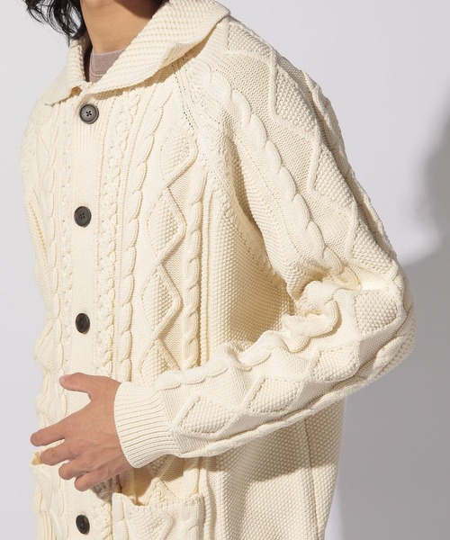 BAYFLOW(ベイフロー)の「ポリケーブルニットカーディガン(カーディガン/ボレロ・メンズ・ネイビー/オフホワイト/ブラウン系その他・MEDIUM/LARGE)」の16枚目の写真