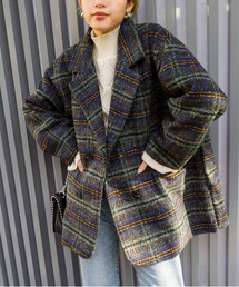 裏キルトエコウールチェックコート