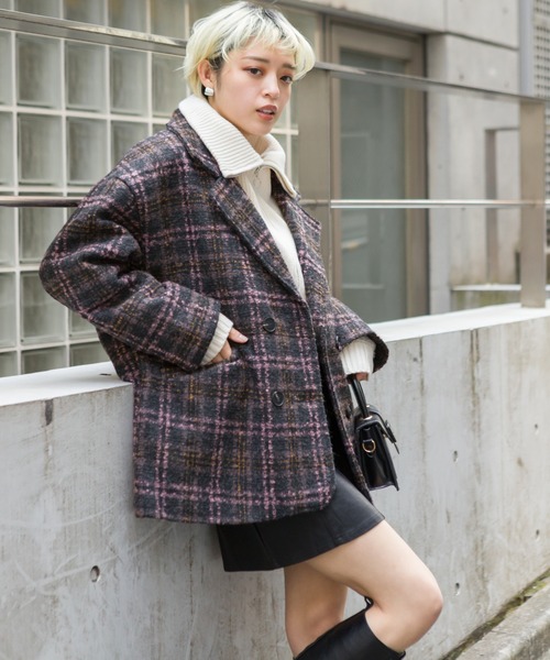 SpRay（スプレイ）の「裏キルトエコウールチェックコート（ダウン