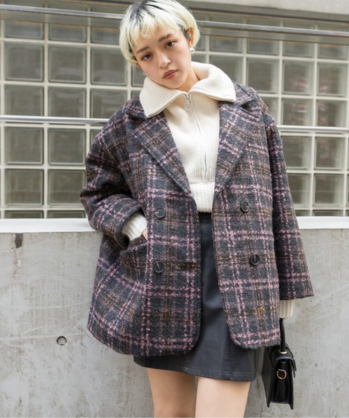 【美品】 МSGM　チェックウールコート　サイズIT38 2b5123d20ed9bded1bd09170933c14