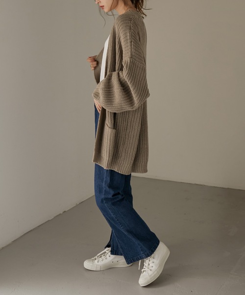 Fashion Letter（ファッションレター）の「センタースリットフレアデニムパンツ（デニムパンツ・レディース・ネイビー/ワンウォッシュ・M/3L/LL/4L/L）」の21枚目の写真