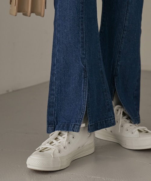 Fashion Letter（ファッションレター）の「センタースリットフレアデニムパンツ（デニムパンツ・レディース・ネイビー/ワンウォッシュ・M/3L/LL/4L/L）」の15枚目の写真