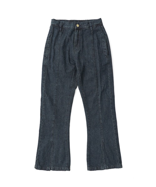 Fashion Letter（ファッションレター）の「センタースリットフレアデニムパンツ（デニムパンツ・レディース・ネイビー/ワンウォッシュ・M/3L/LL/4L/L）」の12枚目の写真