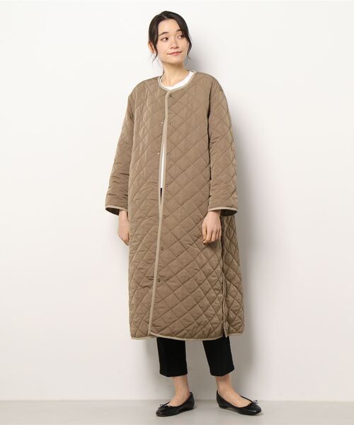 Samansa Mos2（サマンサ モスモス）の「リバーシブルロングキルトコート（ノーカラーコート・レディース・ブラック/カーキ/ベージュ・ﾌﾘ-）」の7枚目の写真