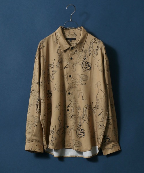 ANPAS(アンパス)の「Georgette Total Pattern Print Big Silhouette Thickness Shirt/ジョーゼット 総柄プリント ビッグシルエット とろみシャツ セットアップ対応(シャツ/ブラウス・メンズ・ホワイト/ライトグレー/ブラック/ダークブラウン/ベージュ/ブラウン/グレー/ブルー/ブルーグレー/ホワイト系その他/ブラック系その他/ブラウン系その他/ベージュ系その他/ブルー系その他/キャメル/ブラック系その他2/ブラック系その他3/ブラック系その他4/ブラウン系その他2/ブラウン系その他3/グレー系その他・M/L)」の17枚目の写真