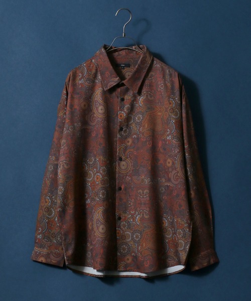 ANPAS(アンパス)の「Georgette Total Pattern Print Big Silhouette Thickness Shirt/ジョーゼット 総柄プリント ビッグシルエット とろみシャツ セットアップ対応(シャツ/ブラウス・メンズ・ホワイト/ライトグレー/ブラック/ダークブラウン/ベージュ/ブラウン/グレー/ブルー/ブルーグレー/ホワイト系その他/ブラック系その他/ブラウン系その他/ベージュ系その他/ブルー系その他/キャメル/ブラック系その他2/ブラック系その他3/ブラック系その他4/ブラウン系その他2/ブラウン系その他3/グレー系その他・M/L)」の14枚目の写真